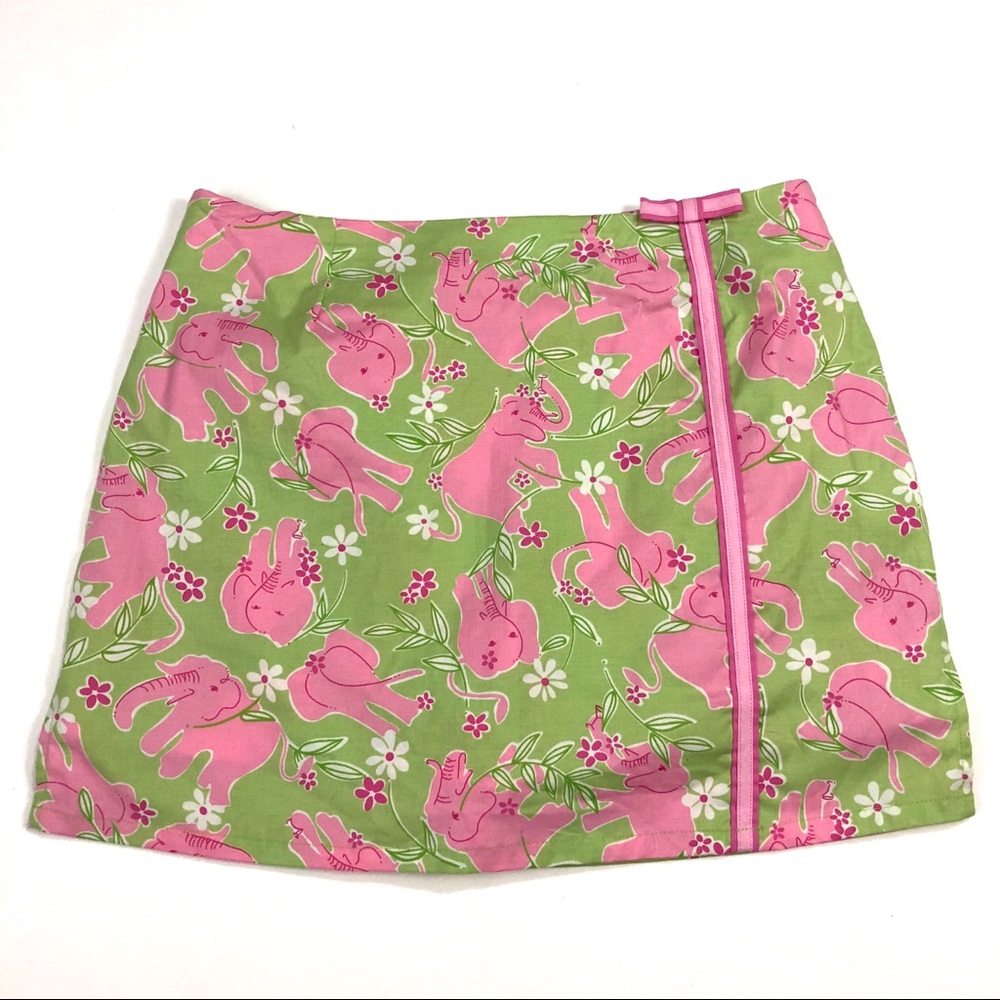 LILLY PULITZER Pink and Green Elephant Mini Skort